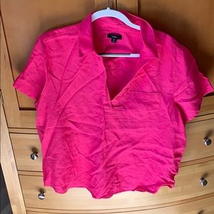 J. Crew Pink Linen Short Sleeve Top